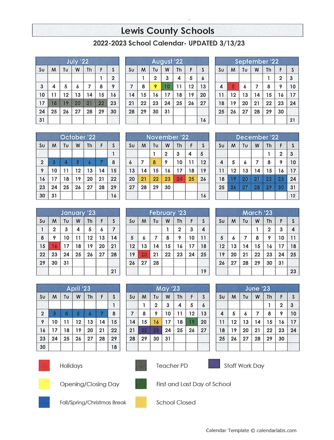 2022-23 LCS Calendar